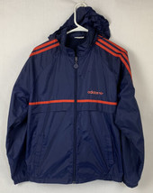 Vintage Adidas Jacket Lightweight Windbreaker Trefoil Logo Navy Medium 80s - £27.93 GBP