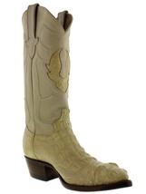 Mens Off White Genuine Alligator Skin Tail Cut Cowboy Boots J Toe - $395.98