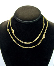 Avon KNOTTED Double Strand NECKLACE Vintage Goldtone Love Knot Twisted Chain 32&quot; - £13.41 GBP