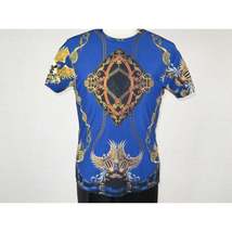 Men Crew T Shirt Makrom Turkey Medallion Chain Floral European 1217-421 Blue new image 2