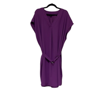 Worthington Womens Plus 2X Knee Length Dress Purple Belted Waist Short Sleeve - £14.62 GBP