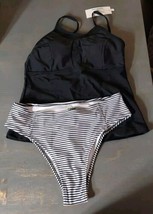 Beach Sissi 2pc Women&#39;s Bathing Suit Tankini Medium Top Bottom Stripe NWT - $18.51