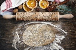 Engraved rolling pin. Original shape. FLOWERS 2 pattern. Laser Engraved - £21.94 GBP