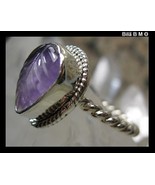 Genuine AMETHYST RING in Sterling Silver - Size 8 - £95.57 GBP