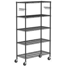 5 Tier Storage Shelves With Wheels - Metal Shelves For Storage Adjustable Wire S - £130.49 GBP