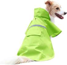 Green XL Dog Raincoat with Reflective Stripes - £25.97 GBP
