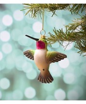 Male Ruby Throated Hummingbird Blown Glass Handcrafted Bird Ornament Cobane - £17.06 GBP