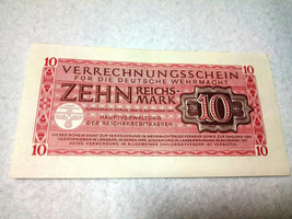 Germany Military 10 Reichsmark 1944 Wehrmacht banknote - $14.74