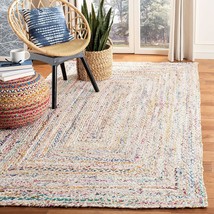 SAFAVIEH Braided Collection 2&#39; x 3&#39; Ivory/Multi BRD210B Handmade Boho Reversible - £33.20 GBP