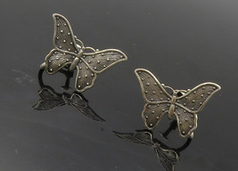 BEAU 925 Sterling Silver  - Vintage Butterfly Motif Non Pierce Earrings - EG5081 - £30.92 GBP