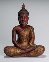Antik Khmer Stil Holz Sitzende Statue Dhyana Meditation Mudra - 44cm/45.7cm - £323.55 GBP