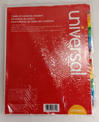  Universal UNV2481 31 Tab Table of Contents Dividers 3 Hole Punched 8 1/... - $4.50