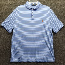 Polo Ralph Lauren Polo Shirt Mens Sz XL Blue Striped Pima Soft Touch Cotton Golf - £16.82 GBP