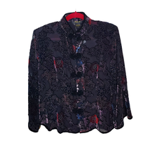 Ania A Art To Wear Silk Velvet Sheer Frog Closure Jacket Blouse Ren Festival - £37.54 GBP