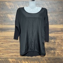 Joe Fresh Black Women Shirt Top Small Petite Black 3/4 Sleeve Fleece - £8.84 GBP