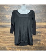 Joe Fresh Black Women Shirt Top Small Petite Black 3/4 Sleeve Fleece - $15.63 CAD