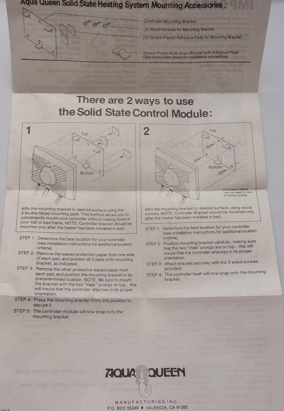 Vintage Aqua Queen Installation Instructions  - $1.99