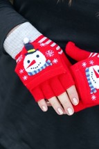 Snowman Fingerless Gloves with Convertible Mittens - £8.88 GBP
