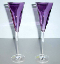 Waterford Champagne Flute Pair Heather Purple Crystal W Collection 40029529 New - £176.24 GBP