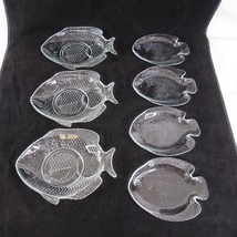 Vintage Fish Plates Glass Snack Candy Nuts Dish Luncheon Nautical - £20.46 GBP