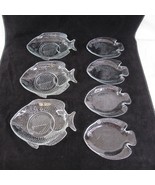 Vintage Fish Plates Glass Snack Candy Nuts Dish Luncheon Nautical - £20.46 GBP