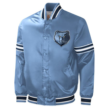 NBA Memphis Grizzlies Sky Blue Satin Bomber Letterman Baseball Varsity Jacket - £109.01 GBP
