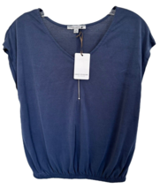 Green Envelope Women&#39;s Blouse Top Modal Front Zipper V-Neck Size XS Navy Blue - £15.47 GBP