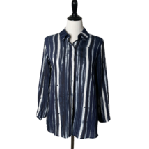 Habitat Clothes to Live In Button Up Blouse Blue Striped Collar Women&#39;s Size XS - £27.24 GBP