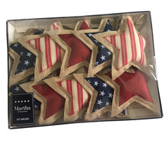 Martha Stewart 4th Of July 5&quot; Stars 6 Ft Mantle Garland Burlap Jute 10 S... - £32.10 GBP