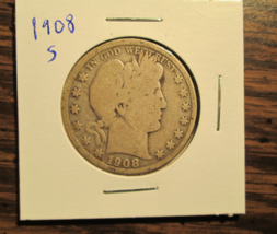 1908-S Barber Half Dollar Circulated - $17.99