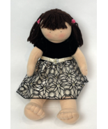 Pottery Barn Kids Plush Doll Soft Chloe 2008 Brown Hair Black White Dress 17" - $19.00