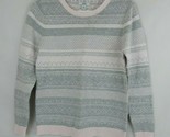 Croft &amp; Barrow Women&#39;s Pink &amp; Gray Long Sleeve Crew Neck Sweater Size Me... - $14.54