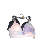 Hurley Wireless Bra Size 36C Pink TieDye &amp; Black 2 Pack Bra Set Light Pa... - £15.23 GBP