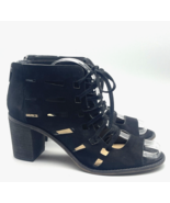 Vince Camuto Tressa Sandals Size 9.5 Black Suede Block Heel Lace Up Boot... - £18.62 GBP