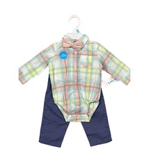 Carter&#39;s 6 month 3pc Dress Me Up Easter Plaid Pastel Outfit with Bowtie,... - £24.46 GBP