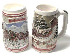 Two Budweiser Beer Stein&#39;s - 1985 Mountains &amp; Covered BRIDGE--creamarte-Brazil - £35.18 GBP