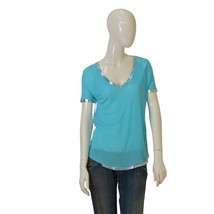 Zadig and Voltaire Margot Foil Blue &amp; Silver Modal Top T-shirt size S - $74.25