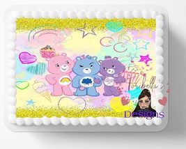 Cute Cartoon Bears Theme Edible Birthday Cake Topper Frosting Sheet Icing Paper  - £12.92 GBP