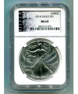 2014 AMERICAN SILVER EAGLE NGC MS69 SILVER LABEL NICE ORIGINAL COIN BOBS... - £41.52 GBP