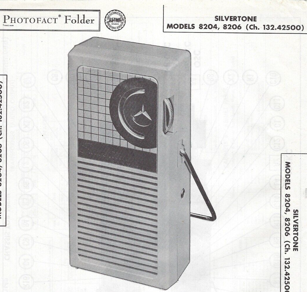 1957 SILVERTONE 8204 8206 Transistor AM RADIO Photofact MANUAL Portable Receiver - $10.88