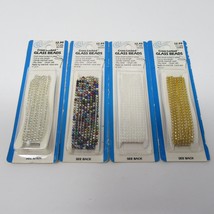 Vtg Glass Beads Cross-Locked 4 packs 1.5 Yards Each White Silver Gold Multi NOS - $15.99