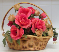 Artificial Planter Basket Faux Indoor House Plant  Woven Basket with Handle - $10.00