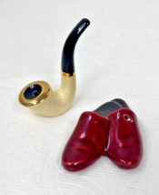 Vintage Arcadia Miniature Salt &amp; Pepper Shakers Smoking Pipe and Man&#39;s S... - $342.95 MXN