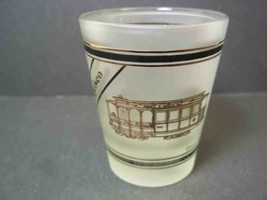 San Francisco souvenir shot glass Gold &amp; Black on frosted Cable Car Golden Gate - $8.50