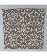 Damask Flourish Pillow Cover Cream Brown Stretchy Square - £10.89 GBP