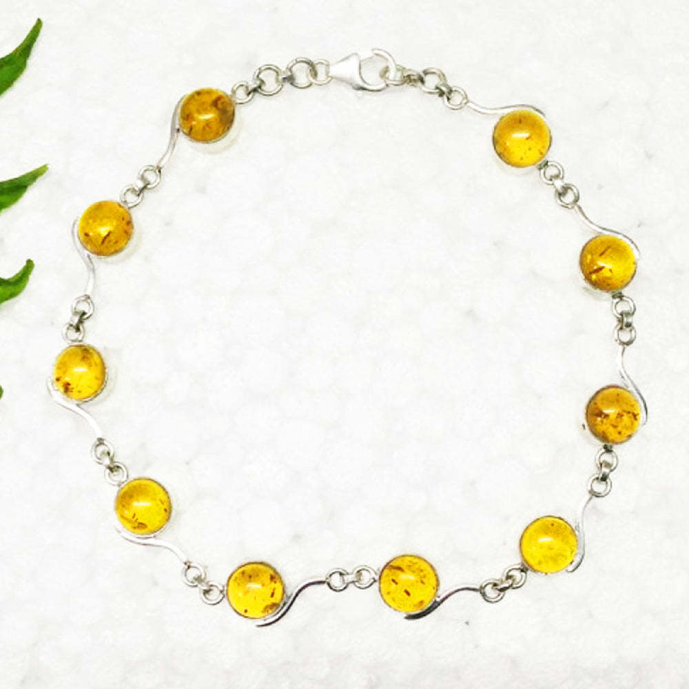 Awesome BALTIC AMBER Gemstone Bracelet, Birthstone Bracelet, 925 Sterling Silver