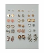 No Boundaries Rose Gold Floral Crystal Earring Set, 18 Pack - $273.16 MXN