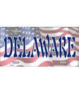 Delaware American Flag Background Novelty 6&quot; x 12&quot; Metal License Plate Sign - £4.75 GBP