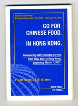 Continental Airlines System Timetable Go For Chinese Food in Hong Kong 2000 - £19.44 GBP