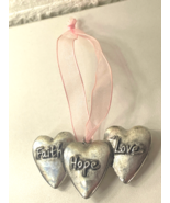 Silvertone Faith Hope Love Christmas Ornament Charm Metallic - £3.87 GBP